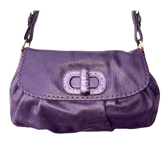 SOLD Prada Eggplant Whipstitch Calf Leather Baguette | Rare Archival - Picture 2 of 16